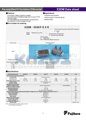 X3DM-200KPDSR datasheet - Pre-amplified/3V Excitation/Differential