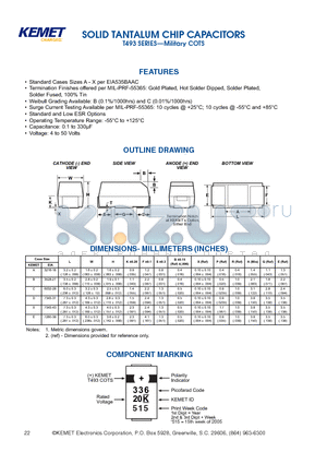 T493A227J006AB6130 datasheet - SOLID TANTALUM CHIP CAPACITORS