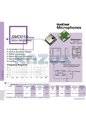 SMO01A-42 datasheet - Silicon Microphone