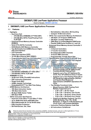 SMOMAPL138B datasheet - SMOMAPL138B Low-Power Applications Processor