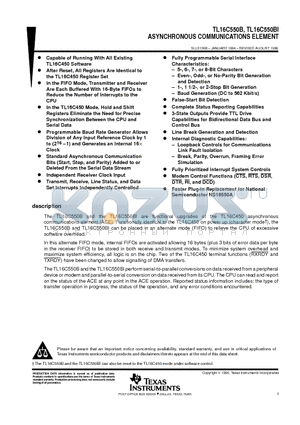 TL16C550BPT datasheet - ASYNCHRONOUS COMMUNICATIONS ELEMENT