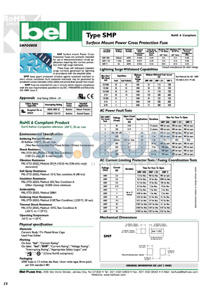 SMP datasheet - SURFACE MOUNT POWER CROSS PROTECTION FUSE