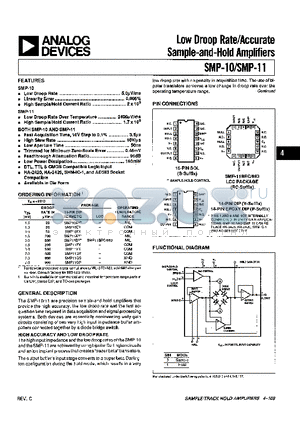 SMP-10 datasheet - Low Droop Rate/Accurate Sample-andHold Amplifiers