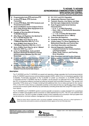 TL16C550DIPTRG4 datasheet - ASYNCHRONOUS COMMUNICATIONS ELEMENT WITH AUTOFLOW CONTROL