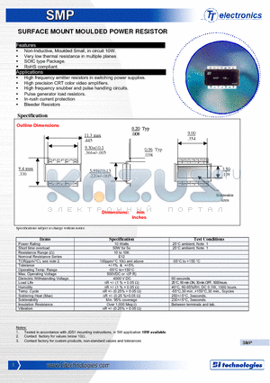 SMP100F datasheet - SURFACE MOUNT MOULDED POWER RESISTOR