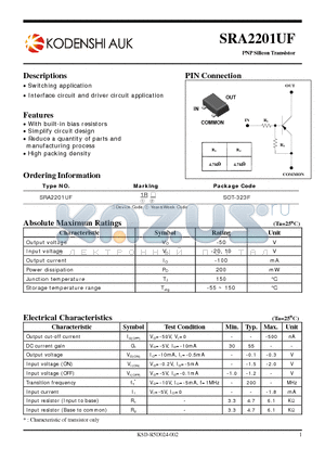 SRA2201UF datasheet - PNP Silicon Transistor