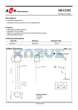 SRA2202 datasheet - PNP Silicon Transistor