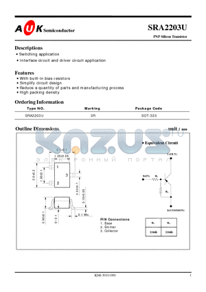 SRA2203U datasheet - PNP Silicon Transistor