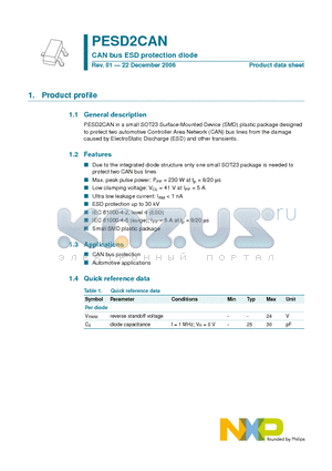 PESD2CAN datasheet - CAN bus ESD protection diode