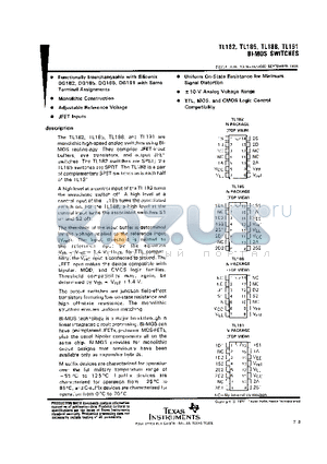 TL191 datasheet - BI MOS SWITCHES