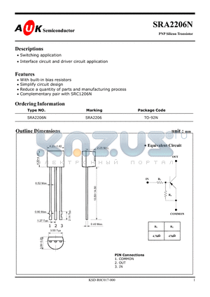 SRA2206N datasheet - PNP Silicon Transistor