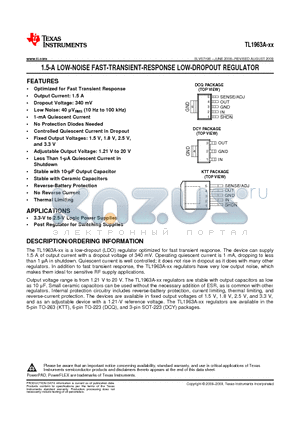 TL1963A-15KTTRG3 datasheet - 1.5-A LOW-NOISE FAST-TRANSIENT-RESPONSE LOW-DROPOUT REGULATOR