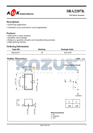 SRA2207K datasheet - PNP Silicon Transistor