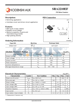 SRA2210EF datasheet - PNP Silicon Transistor