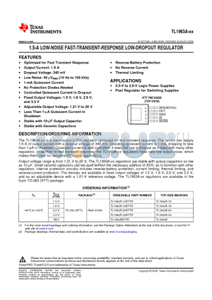 TL1963A-25KTTT datasheet - 1.5-A LOW-NOISE FAST-TRANSIENT-RESPONSE LOW-DROPOUT REGULATOR