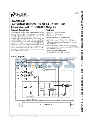 SCAN16602SM datasheet - Low Voltage Universal 16-bit IEEE 1149.1 Bus Transceiver with TRI-STATE-R Outputs