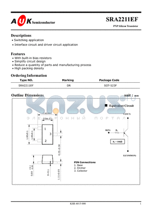 SRA2211EF datasheet - PNP Silicon Transistor