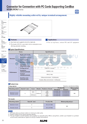 SCAK5B7400 datasheet - Connector for Connection with PC Cards Supporting CardBus