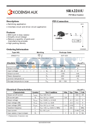 SRA2211U datasheet - PNP Silicon Transistor