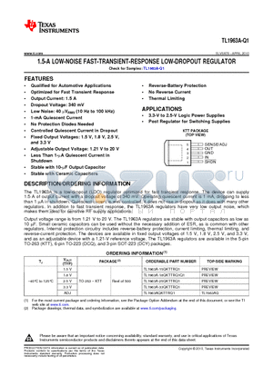 TL1963A-Q1 datasheet - 1.5-A LOW-NOISE FAST-TRANSIENT-RESPONSE LOW-DROPOUT REGULATOR