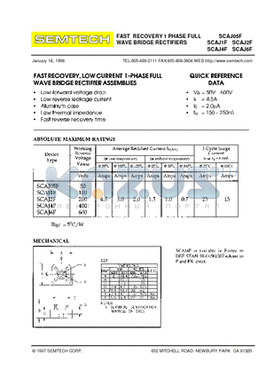 SCAJ1F datasheet - FAST RECOVERY 1 PHASE FULL WAVE BRIDGE RECTIFIERS