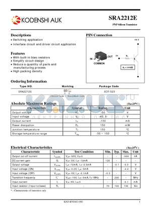 SRA2212E datasheet - PNP Silicon Transistor