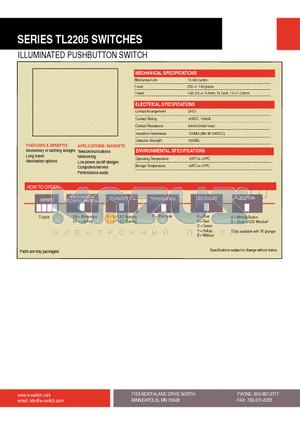 TL2205EEBPGB datasheet - ILLUMINATED PUSHBUTTON SWITCH