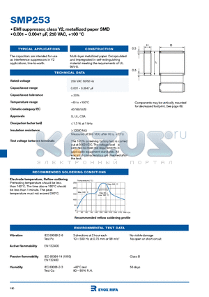 SMP253MA4220M datasheet - EMI suppressor, class Y2, metallized paper SMD