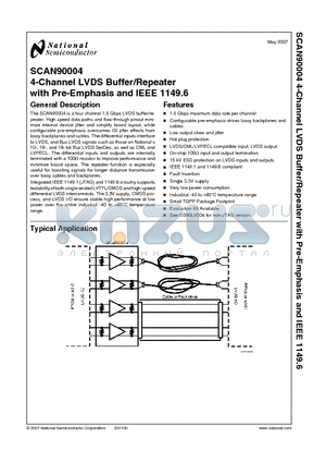 SCAN90004_07 datasheet - 4-Channel LVDS Buffer/Repeater with Pre-Emphasis and IEEE 1149.6