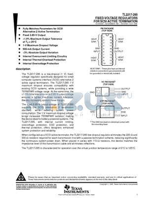 TL2217-285 datasheet - FIXED-VOLTAGE REGULATORS FOR SCSI ACTIVE TERMINATION