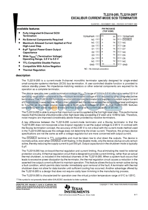 TL2218-285PWLE datasheet - EXCALIBUR CURRENT-MODE SCSI TERMINATOR