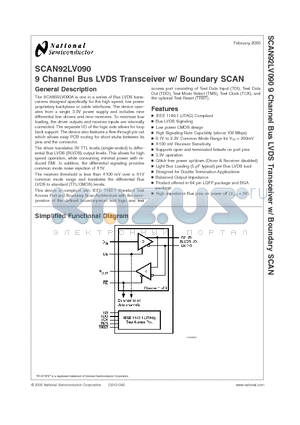 SCAN92LV090 datasheet - 9 Channel Bus LVDS Transceiver w/ Boundary SCAN