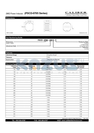 PSCD-0705-101K-B datasheet - SMD Power Inductor