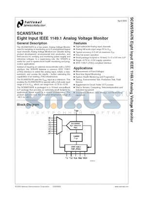 SCANSTA476TSD datasheet - Eight Input IEEE 1149.1 Analog Voltage Monitor
