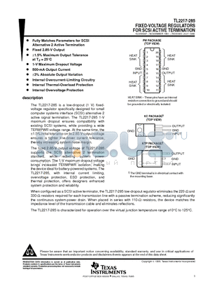 TL22I7-285KTP datasheet - FIXED-VOLTAGE REGULATORS FOR SCSI ACTIVE TERMINATION