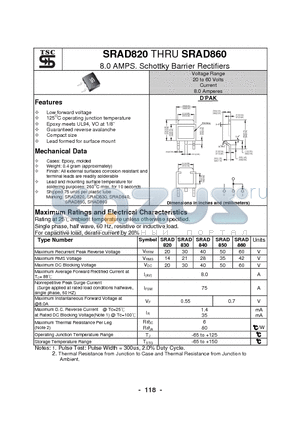 SRAD820 datasheet - 8.0 AMPS. Schottky Barrier Rectifiers