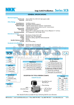 SCB15P15A-1A datasheet - Snap Switch Pushbuttons