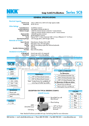 SCB15P15B-2G datasheet - Snap Switch Pushbuttons