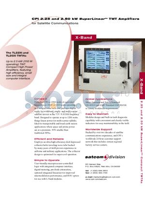 TL22XI datasheet - 2.25 and 2.50 kW SuperLinear TWT Amplifiers