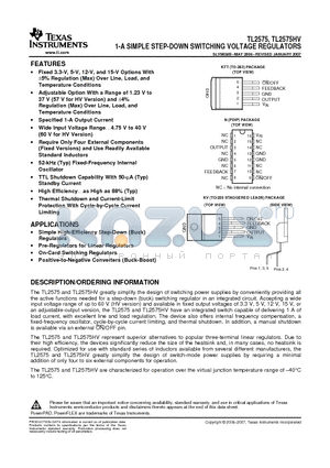 TL2575-05INE4 datasheet - 1-A SIMPLE STEP-DOWN SWITCHING VOLTAGE REGULATORS