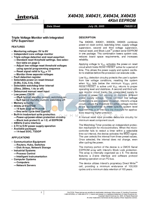 X40431V14I-A datasheet - Triple Voltage Monitor with Integrated CPU Supervisor