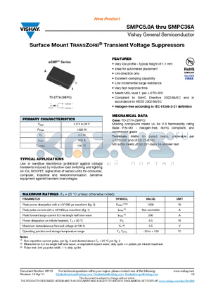 SMPC10A datasheet - Surface Mount TRANSZORB^ Transient Voltage Suppressors