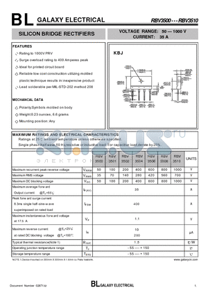 RBV3500 datasheet - SILICON BRIDGE RECTIFIERS