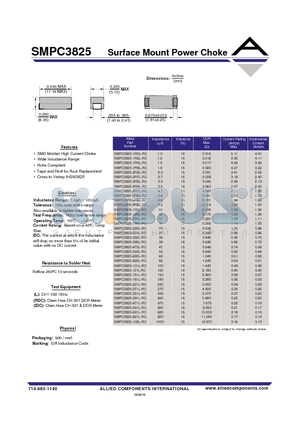 SMPC3825-1R2L-RC datasheet - Surface Mount Power Choke