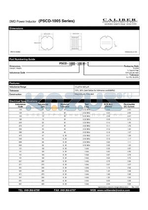 PSCD-1005 datasheet - SMD Power Inductor