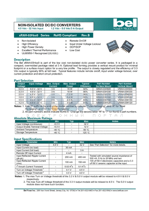 SRAH-03H180 datasheet - NON-ISOLATED DC/DC CONVERTERS