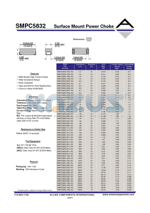 SMPC5832-680L-RC datasheet - Surface Mount Power Choke