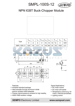 SMPL-100S-12 datasheet - NPN IGBT Buck-Chopper Module