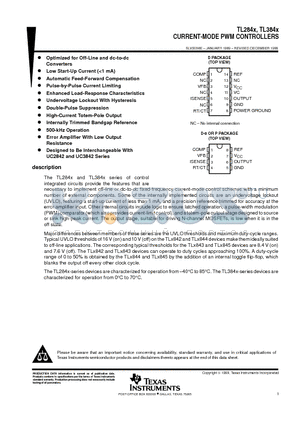 TL284 datasheet - CURRENT-MODE PWM CONTROLLERS
