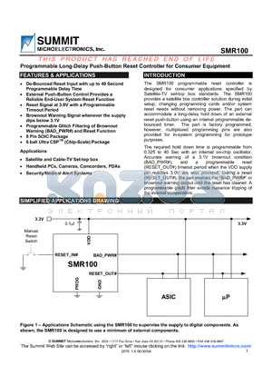 SMR100S datasheet - Programmable Long-Delay Push-Button Reset Controller for Consumer Equipment